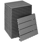 tectake Set terrastegels Tegulas, WPC in houtlook - grijs, S, Tuin en Terras, Verzenden, Nieuw