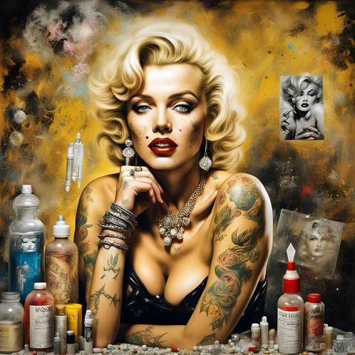 ARThur von Well - Marilyn Monroe Lost In Drugs, Antiquités & Art, Art | Peinture | Moderne