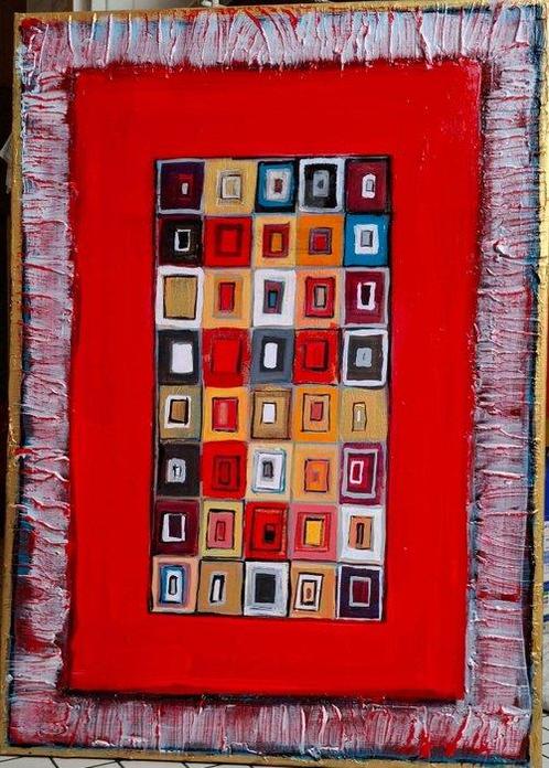 Christian Jodin (1970) - Rouge de garance et or, Antiek en Kunst, Kunst | Schilderijen | Modern