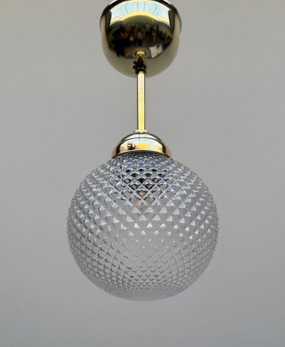 Plafonnier - Verre, Laiton - Suspension en laiton poli avec, Antiquités & Art, Art | Objets design