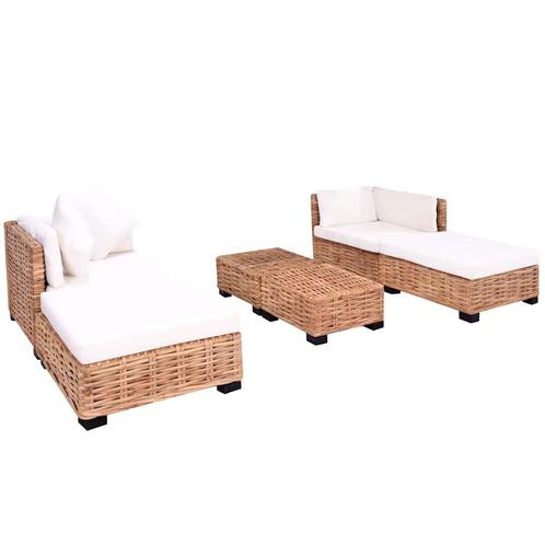 vidaXL Loungeset natuurlijk rattan 16-delig, Huis en Inrichting, Zetels | Zetels, Nieuw, Verzenden