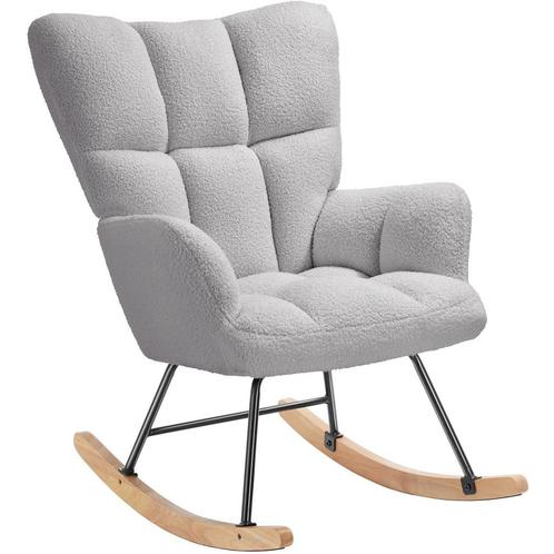 tectake Schommelstoel Torve, gestoffeerd, bouclé-stof, houte, Huis en Inrichting, Stoelen, Verzenden