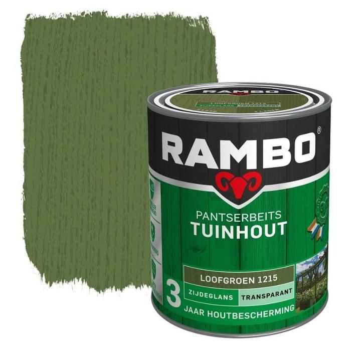 Rambo Pantserbeits Tuinhout Zijdeglans Loofgroen 0.75L, Doe-het-zelf en Bouw, Verf, Beits en Lak, Nieuw, Verzenden