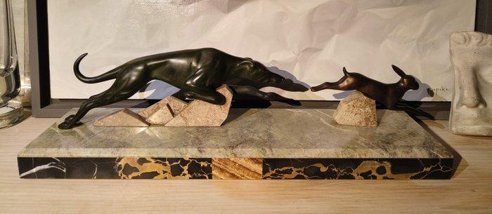 Rochard (attr.) - sculptuur, Galgo y liebre - 15 cm -, Antiek en Kunst, Kunst | Designobjecten