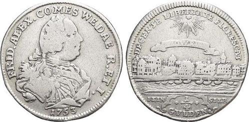 1/4 Feinzilvergulden 1753 Wied-neuwied Johann Friedrich A..., Postzegels en Munten, Munten | Europa | Niet-Euromunten, België