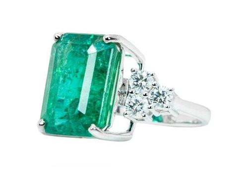 Zonder Minimumprijs - Ring - 14 karaat Witgoud, Blauwgroen, Handtassen en Accessoires, Ringen