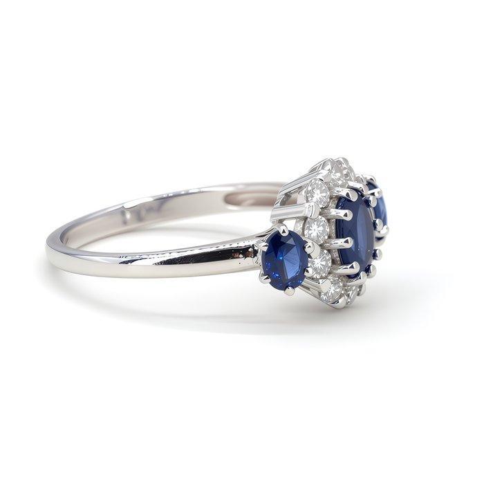 Zonder minimumprijs - Ring Verguld Saffier - Topaas - 18kt, Handtassen en Accessoires, Ringen