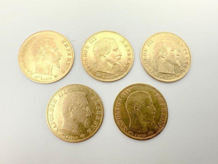 Frankrijk. Napoléon III. 5 Francs 1857/1859 (lot de 5, Postzegels en Munten, Munten | Europa | Euromunten