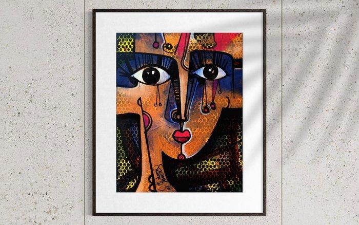 Simeon Gonzales - Rostro de Princesa Inca II (NO RESERVE, Antiek en Kunst, Kunst | Schilderijen | Modern