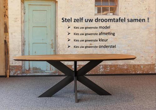 COMPLETE TAFELS | ZELF SAMENSTELLEN | Eiken | Poot | Kleur, Huis en Inrichting, Tafels | Eettafels, Nieuw, Eikenhout, Metaal, Overige vormen