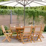 vidaXL Tuinstoelen 6 st inklapbaar stof en massief hout, Tuin en Terras, Tuinstoelen, Verzenden, Nieuw