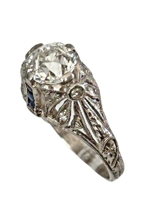 Ring Platina, Prachtige Art Deco platinum en diamanten ring, Handtassen en Accessoires, Ringen