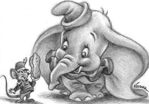 Joan Vizcarra - Dumbo and Timothy Q. Mouse - Original, Verzamelen, Disney