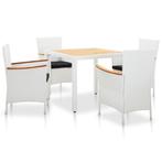 vidaXL 5-delige Tuinset poly rattan wit, Tuin en Terras, Tuinsets en Loungesets, Verzenden, Nieuw, Tuinset