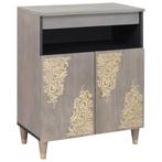 vidaXL Dressoir Grijs en Goud 60 x 33 x 75 cm Massief Mango, Huis en Inrichting, Verzenden, Nieuw