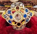 Zonder Minimumprijs - Ring - 9 kt. Geel goud, Zilver Diamant, Nieuw