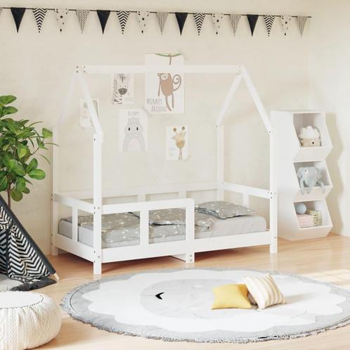 vidaXL Kinderbedframe 70x140 cm massief grenenhout wit, Kinderen en Baby's, Kinderkamer | Bedden, Nieuw, Verzenden