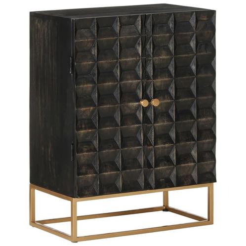 vidaXL Dressoir 55x34x75 cm massief mangohout en ijzer zwart, Huis en Inrichting, Kasten | Overige, Nieuw, Verzenden