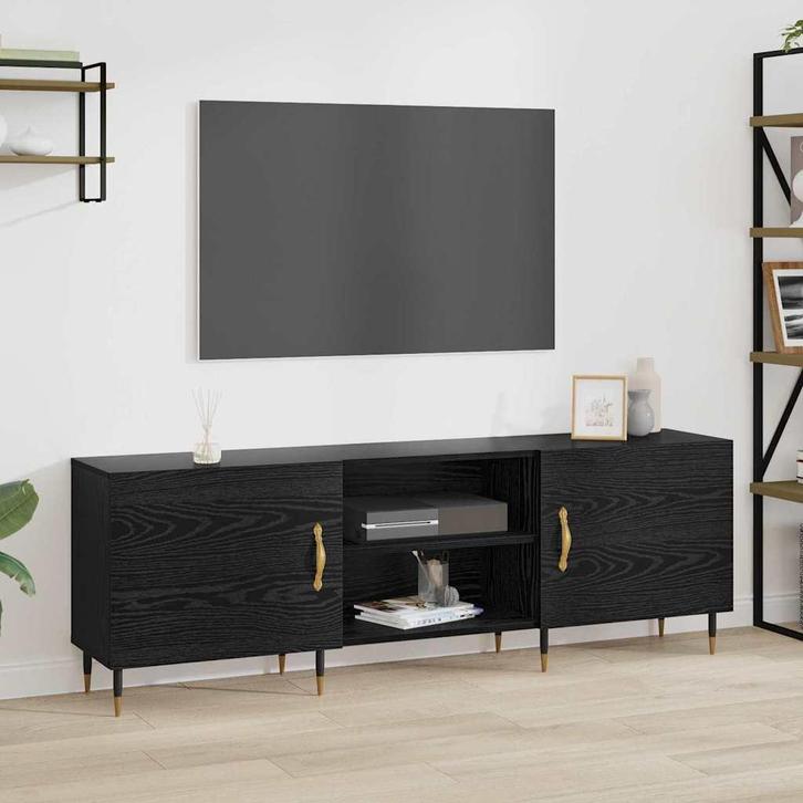 vidaXL TV Kast Zwart eiken 150 x 30 x 50 cm Bewerkt hout, Huis en Inrichting, Kasten |Televisiemeubels, Nieuw, Verzenden