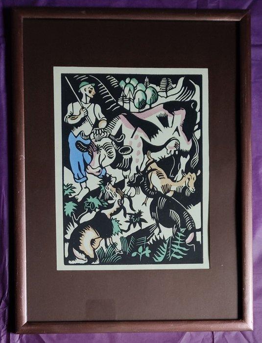 Richard Seewald (1889–1976) - Der Hirte, woodcut, 1876., Antiek en Kunst, Antiek | Overige Antiek