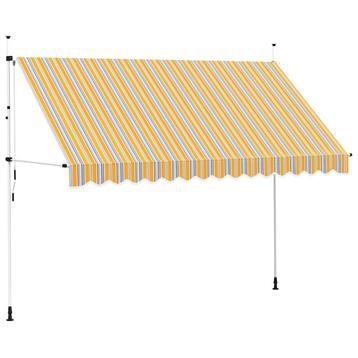 vidaXL Luifel handmatig uittrekbaar 350 cm geel en blauwe, Verzenden