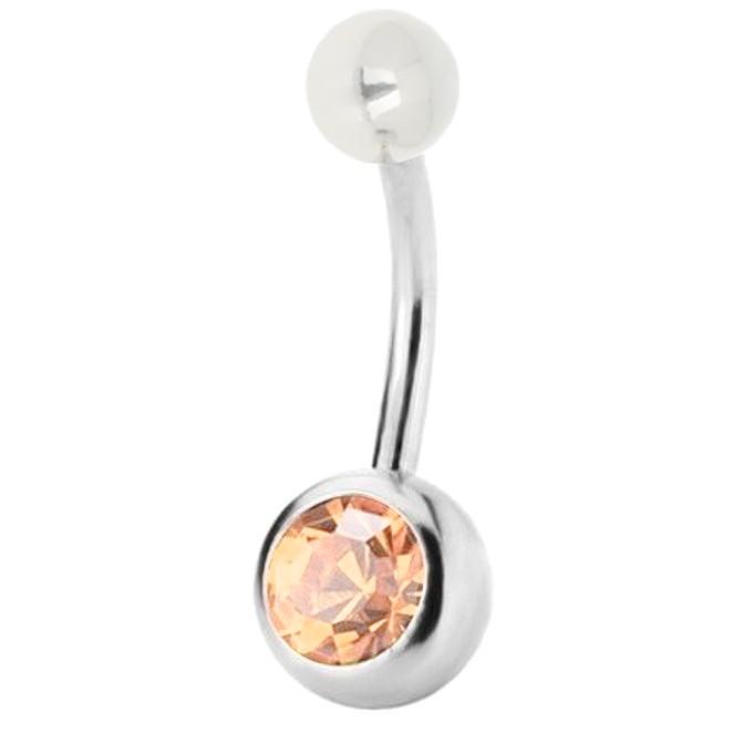 Fako Bijoux - Navelpiercing - Classic - Kristal - Lichtbruin, Handtassen en Accessoires, Piercings, Verzenden