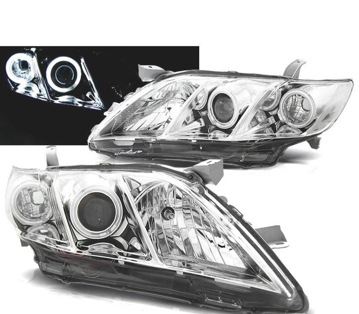 Phares Pour Toyota Camry 6 Xv40 06-09 Angel Eyes Chromé, Auto-onderdelen, Verlichting, Verzenden