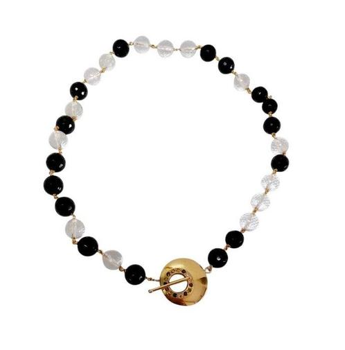Collier - 19,2 carats Or jaune - Quartz et Onyx, Handtassen en Accessoires, Kettingen