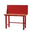 Werkbank rood 150 cm met hardhouten blad en gereedschapsbord, Ophalen of Verzenden