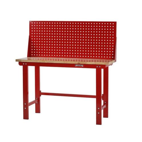 Werkbank rood 150 cm met hardhouten blad en gereedschapsbord, Doe-het-zelf en Bouw, Werkbanken, Ophalen of Verzenden