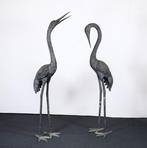 A Pair of Crane Statues - Beeld Metaal - Japan