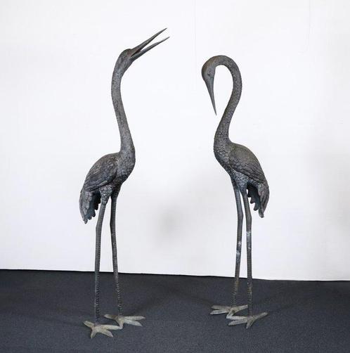 A Pair of Crane Statues - Beeld Metaal - Japan, Antiquités & Art, Antiquités | Autres Antiquités