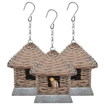vidaXL Vogelhuizen 3 st wicker, Tuin en Terras, Verzenden, Nieuw