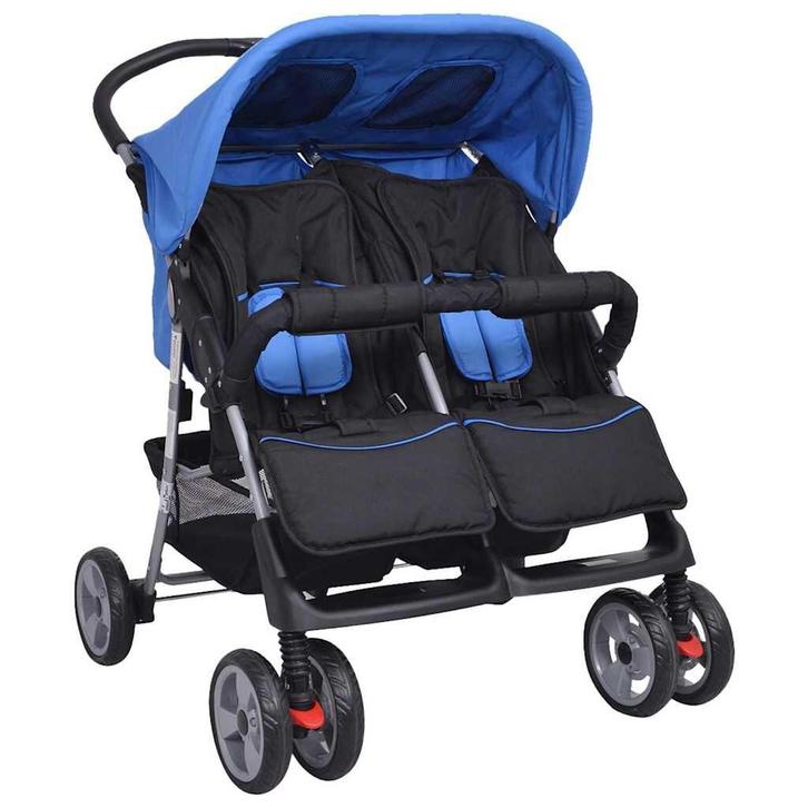 Tweelingwagen Staal Rood/Zwart | Retour Deal 34% | Nu!, Kinderen en Baby's, Kinderwagens en Combinaties, Duowagen, Nieuw, Kinderwagen