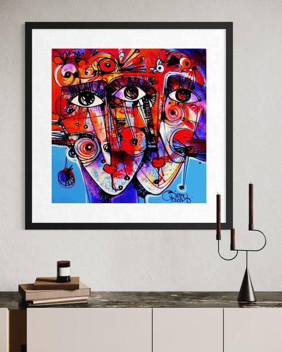 Simeon Gonzales - Juntos con Flores (NO RESERVE PRICE), Antiek en Kunst, Kunst | Schilderijen | Modern