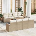 vidaXL Tuinbank Set met kussen 9 pcs Beige poly rattan, Verzenden, Nieuw