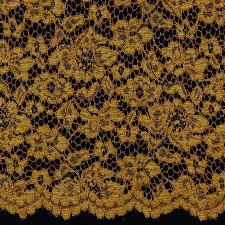 10 meter kant stof - Okergeel - 100% polyester, Hobby en Vrije tijd, Stoffen en Lappen, 120 cm of meer, 200 cm of meer, Geel, Nieuw