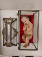sculptuur, Bambin Gesù in cera con teca in metallo e vetro -, Antiek en Kunst