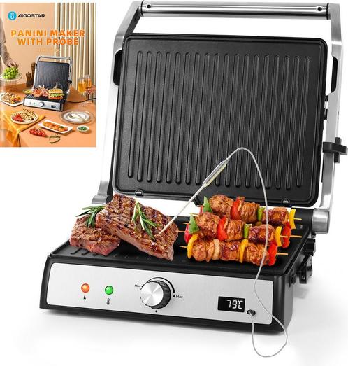 Aigostar Contactgrill - Panini Grill - Antiaanbaklaag - 2000, Huis en Inrichting, Woonaccessoires | Overige, Verzenden