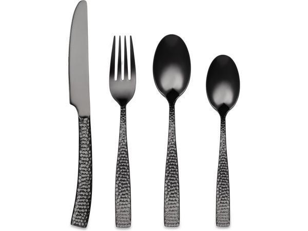 Veiling - Bestekset zwart 24-delig hamered, Huis en Inrichting, Keuken | Bestek, Nieuw