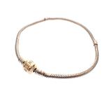 Pandora armband; Zilver met gouden slot; Snake Chain | 22 cm, Goud, Gebruikt, Ophalen of Verzenden, Overige kleuren