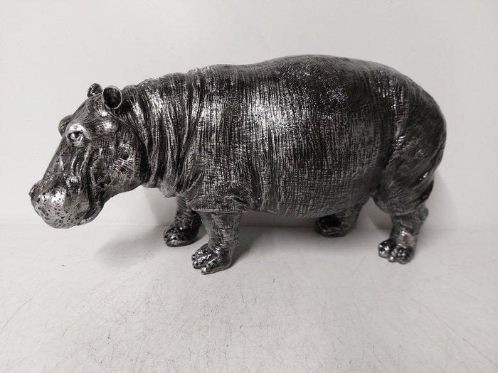 Beeld, hippopotamus (hippo) in silver bronze finish - 24 cm, Antiek en Kunst, Kunst | Designobjecten