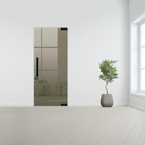 Glazen binnendeur zonder kozijn zwart beslag-Rechtsdraaiend-, Bricolage & Construction, Fenêtres & Moustiquaires, Envoi
