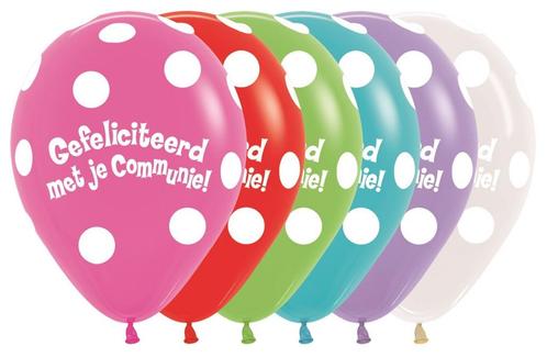 Ballonnen Communie Polka Dots Mix 30cm 50st, Hobby en Vrije tijd, Feestartikelen, Nieuw, Verzenden