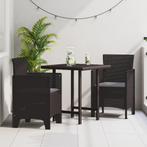 vidaXL Tuinmeubels met Kussens 2 stuks Bruine Poly Rattan, Tuin en Terras, Tuinstoelen, Verzenden, Nieuw