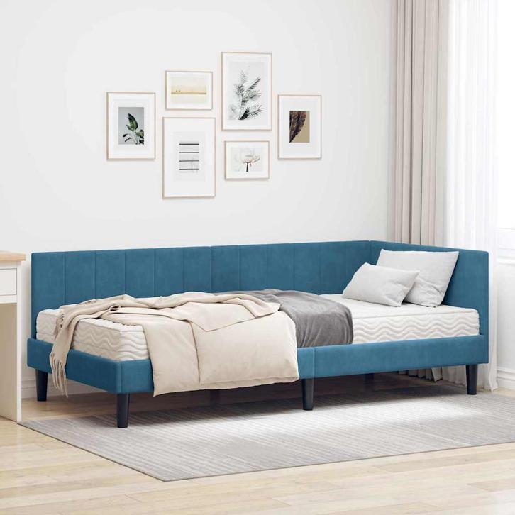 vidaXL Hoekbedframe met Matras met matras 2 pcs Blauw, Huis en Inrichting, Slaapkamer | Bedden, Nieuw, Verzenden
