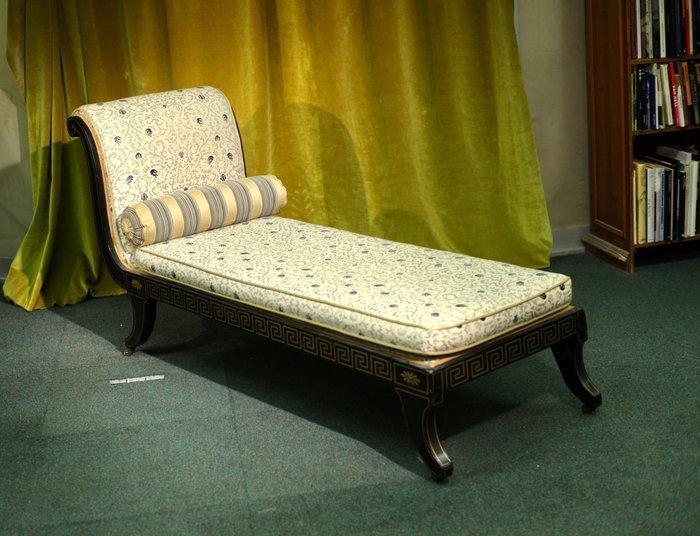 Chaise longue - Bois noirci, Parcel gilt - Chaise longue, Antiek en Kunst, Antiek | Meubels | Stoelen en Sofa's