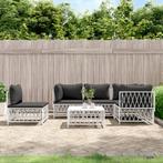 vidaXL 6-delige Loungeset met kussens staal wit, Tuin en Terras, Tuinsets en Loungesets, Verzenden, Nieuw, Loungeset