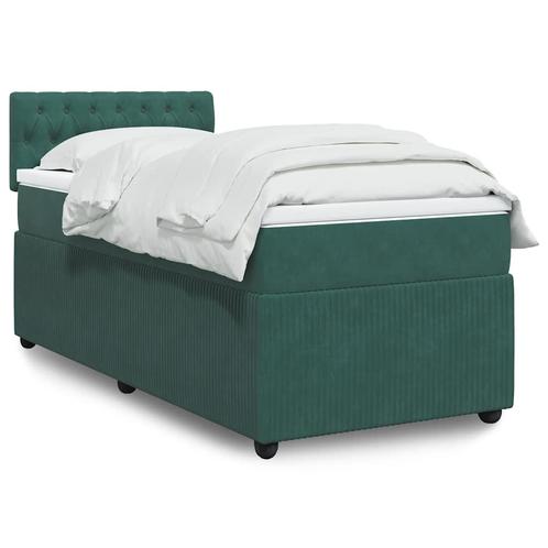 vidaXL Boxspring met matras fluweel donkergroen 90x200 cm, Huis en Inrichting, Slaapkamer | Bedden, Nieuw, Verzenden