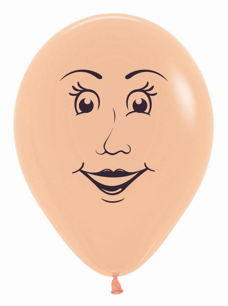 Ballonnen Womans Face Peach Blush 30cm 25st, Hobby en Vrije tijd, Feestartikelen, Nieuw, Verzenden